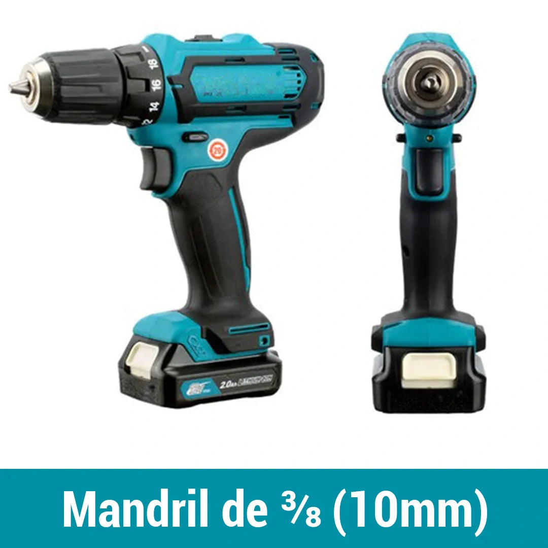 Combo Taladro Inalámbrico 24v FuerzaPro - 27 piezas + 2 baterías + estuche