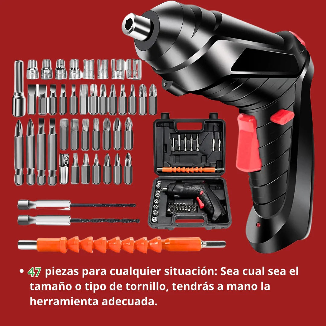Destornillador Elétrico/Inalámbrico SwiftDrill + Kit Maleta 47 piezas