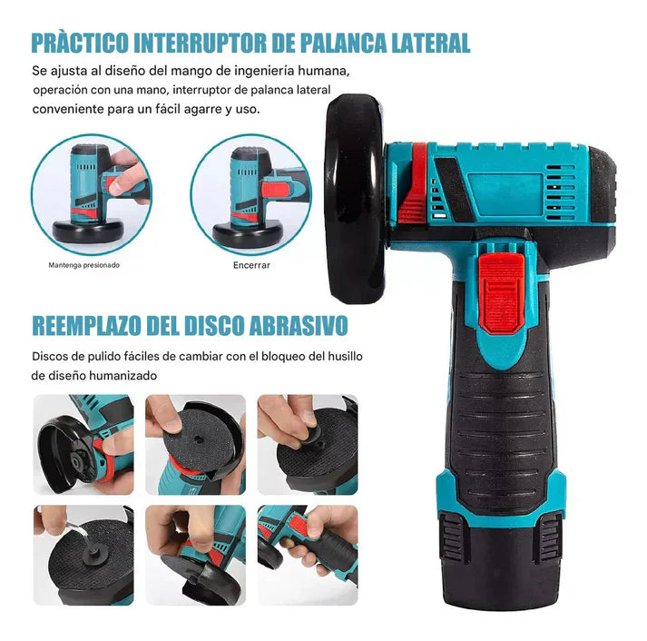 [PROMOCIÓN DE ANIVERSARIO]  Combo Amoladora Angular Profesional Inalámbrica - (2 Discos + 2 Baterías + Maletín)  🎁