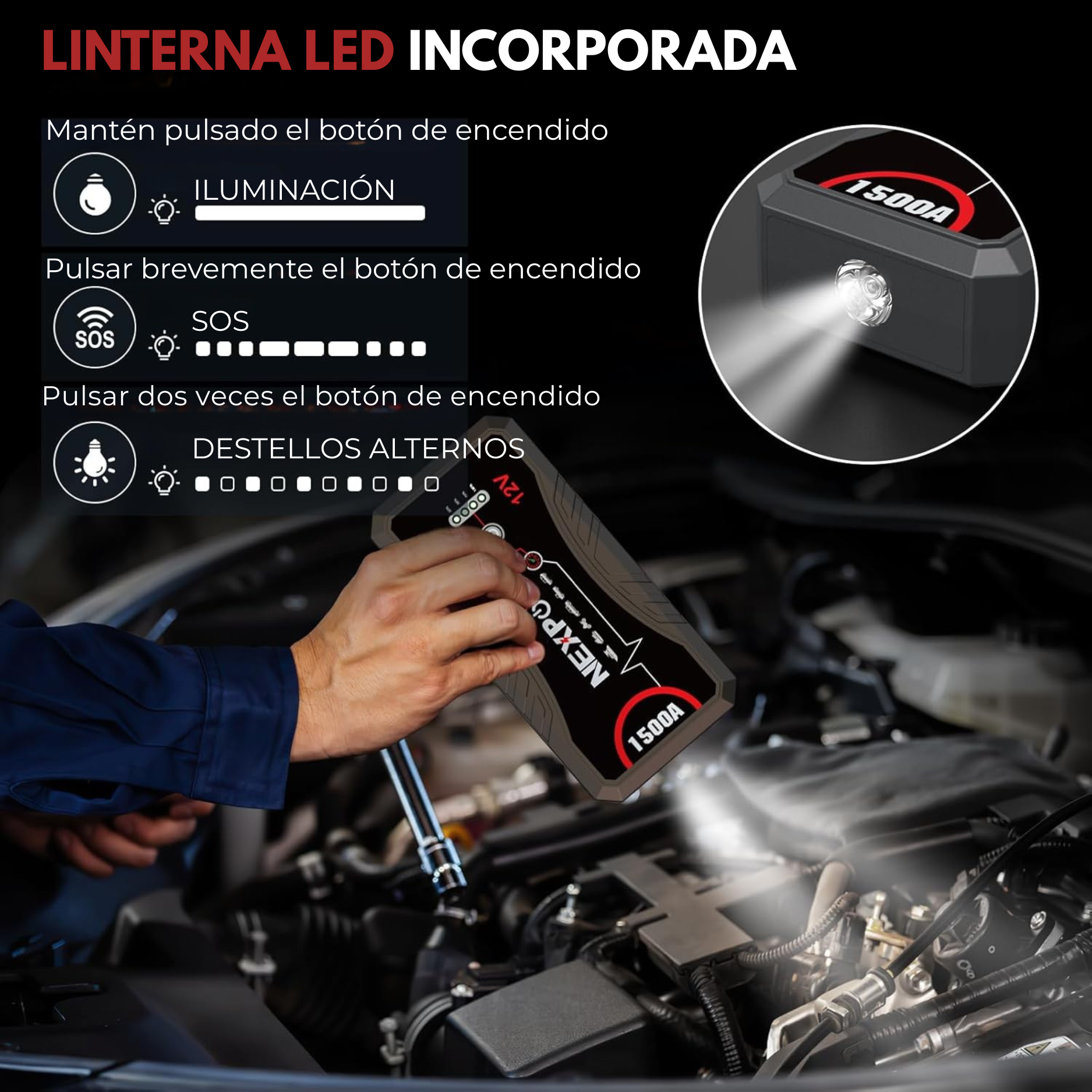 [PROMOCIÓN DE ANIVERSARIO] Arrancador de Coches NexPower | Carga Rápida | Pinzas Inteligentes | Linterna 🎁