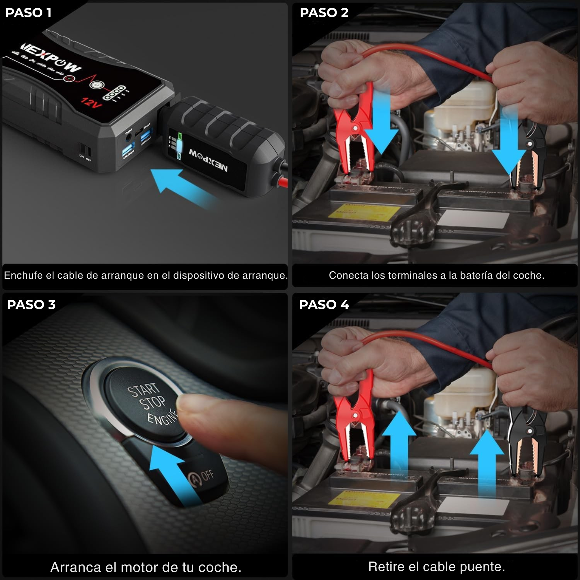 [PROMOCIÓN DE ANIVERSARIO] Arrancador de Coches NexPower | Carga Rápida | Pinzas Inteligentes | Linterna 🎁